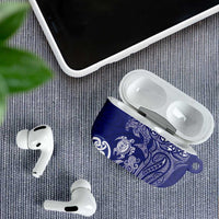 New Zealand Sea Animals with Maori Tribal Tattoo AirPods Case Blue Color