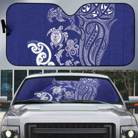 New Zealand Sea Animals with Maori Tribal Tattoo Auto Sun Shade Blue Color LT03 Blue - Polynesian Pride