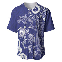 New Zealand Sea Animals with Maori Tribal Tattoo Baseball Jersey Blue Color LT03 Blue - Polynesian Pride