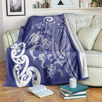 New Zealand Sea Animals with Maori Tribal Tattoo Blanket Blue Color LT03 Blue - Polynesian Pride