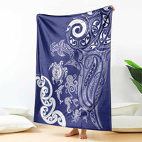 New Zealand Sea Animals with Maori Tribal Tattoo Blanket Blue Color LT03 - Polynesian Pride