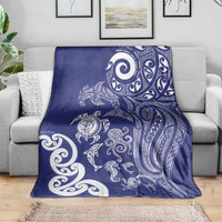 New Zealand Sea Animals with Maori Tribal Tattoo Blanket Blue Color LT03 - Polynesian Pride