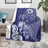 New Zealand Sea Animals with Maori Tribal Tattoo Blanket Blue Color LT03 - Polynesian Pride
