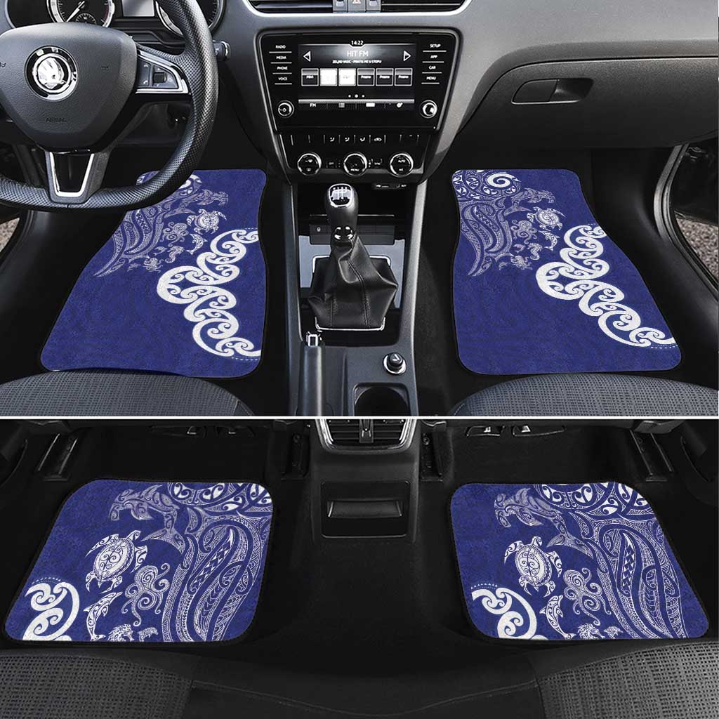 New Zealand Sea Animals with Maori Tribal Tattoo Car Mats Blue Color LT03 Set 4pcs Blue - Polynesian Pride