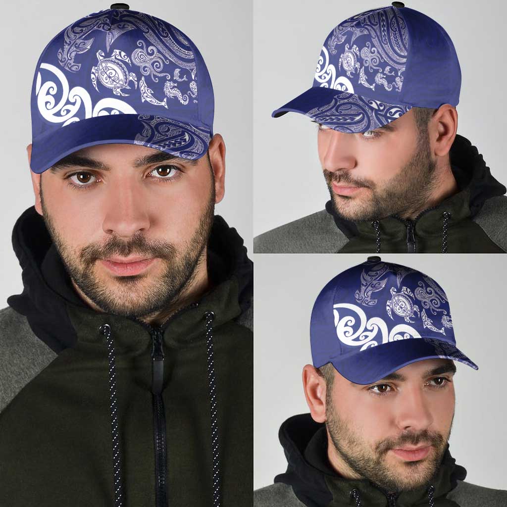New Zealand Sea Animals with Maori Tribal Tattoo Classic Cap Blue Color LT03 - Polynesian Pride