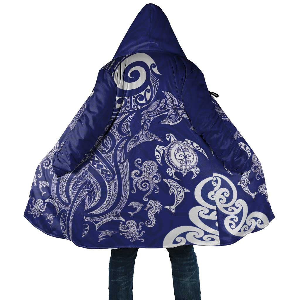 New Zealand Sea Animals with Maori Tribal Tattoo Cloak Blue Color