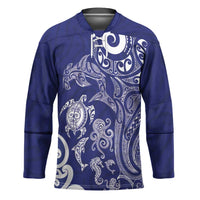 New Zealand Sea Animals with Maori Tribal Tattoo Hockey Jersey Blue Color LT03 Unisex Blue - Polynesian Pride