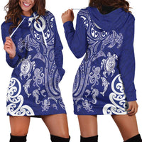 New Zealand Sea Animals with Maori Tribal Tattoo Hoodie Dress Blue Color LT03 - Polynesian Pride