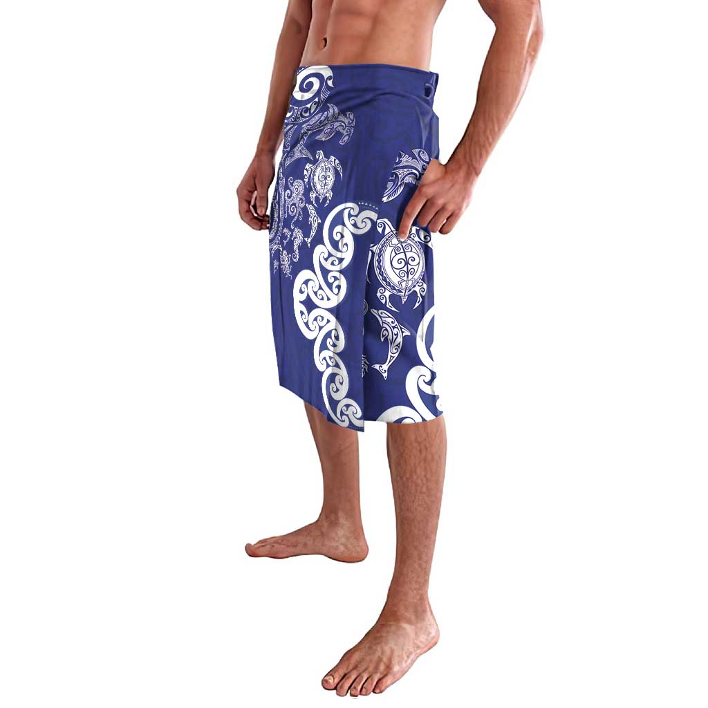 New Zealand Sea Animals with Maori Tribal Tattoo Lavalava Blue Color LT03 - Polynesian Pride