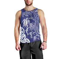 New Zealand Sea Animals with Maori Tribal Tattoo Men Tank Top Blue Color