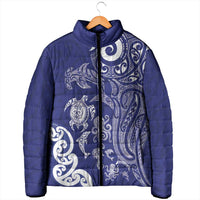 New Zealand Sea Animals with Maori Tribal Tattoo Padded Jacket Blue Color LT03 - Polynesian Pride