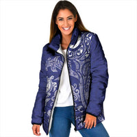 New Zealand Sea Animals with Maori Tribal Tattoo Padded Jacket Blue Color LT03 Women Blue - Polynesian Pride