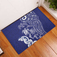 New Zealand Sea Animals with Maori Tribal Tattoo Rubber Doormat Blue Color LT03 - Polynesian Pride
