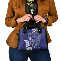 New Zealand Sea Animals with Maori Tribal Tattoo Shoulder Handbag Blue Color LT03 - Polynesian Pride