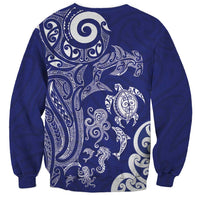 New Zealand Sea Animals with Maori Tribal Tattoo Sweatshirt Blue Color LT03 - Polynesian Pride