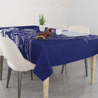 New Zealand Sea Animals with Maori Tribal Tattoo Tablecloth Blue Color LT03 - Polynesian Pride