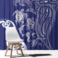 New Zealand Sea Animals with Maori Tribal Tattoo Window Curtain Blue Color LT03 - Polynesian Pride