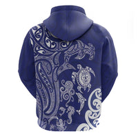New Zealand Sea Animals with Maori Tribal Tattoo Zip Hoodie Blue Color LT03 - Polynesian Pride