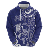 New Zealand Sea Animals with Maori Tribal Tattoo Zip Hoodie Blue Color LT03 - Polynesian Pride