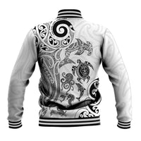 New Zealand Sea Animals with Maori Tribal Tattoo Baseball Jacket White Color LT03 - Polynesian Pride