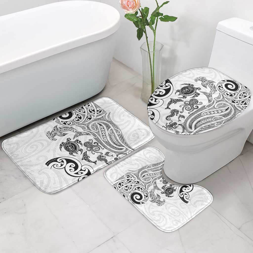 New Zealand Sea Animals with Maori Tribal Tattoo Bathroom Set White Color LT03 - Polynesian Pride