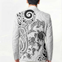 New Zealand Sea Animals with Maori Tribal Tattoo Blazer White Color LT03 - Polynesian Pride