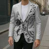New Zealand Sea Animals with Maori Tribal Tattoo Blazer White Color LT03 - Polynesian Pride