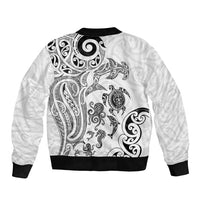 New Zealand Sea Animals with Maori Tribal Tattoo Bomber Jacket White Color LT03 - Polynesian Pride