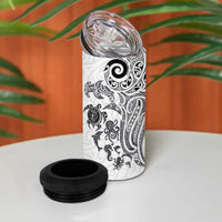 New Zealand Sea Animals with Maori Tribal Tattoo 4 in 1 Can Cooler Tumbler White Color LT03 - Polynesian Pride