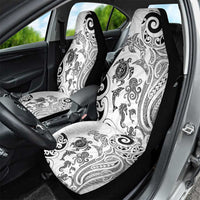 New Zealand Sea Animals with Maori Tribal Tattoo Car Seat Cover White Color