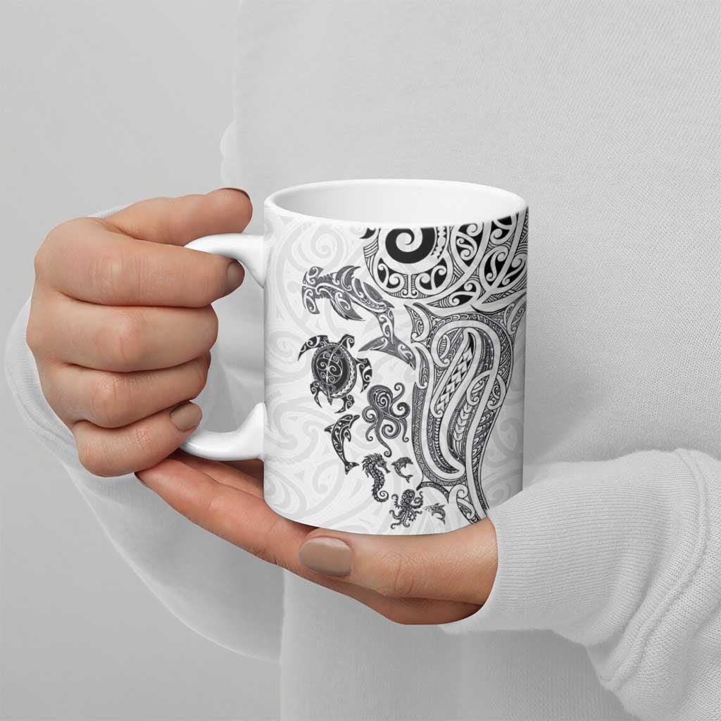 New Zealand Sea Animals with Maori Tribal Tattoo Ceramic Mug White Color LT03 - Polynesian Pride