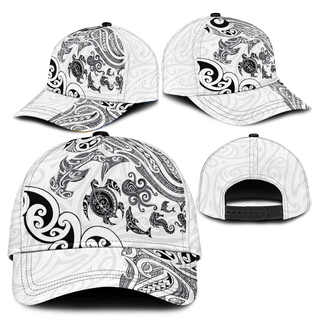 New Zealand Sea Animals with Maori Tribal Tattoo Classic Cap White Color