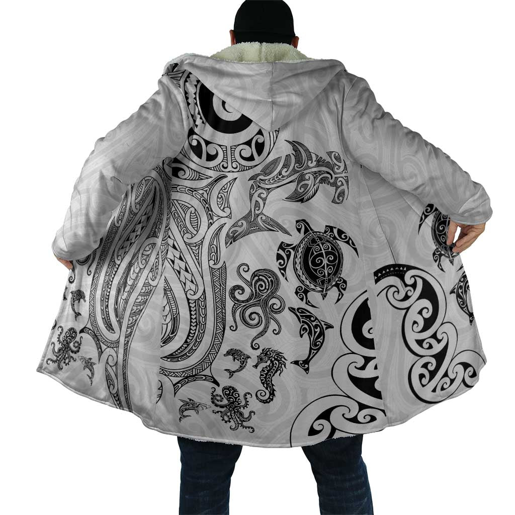 New Zealand Sea Animals with Maori Tribal Tattoo Cloak White Color