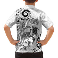 New Zealand Sea Animals with Maori Tribal Tattoo Family Matching Puletasi and Hawaiian Shirt White Color LT03 - Polynesian Pride
