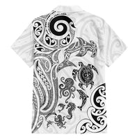 New Zealand Sea Animals with Maori Tribal Tattoo Family Matching Puletasi and Hawaiian Shirt White Color LT03 - Polynesian Pride