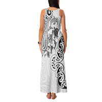 New Zealand Sea Animals with Maori Tribal Tattoo Family Matching Tank Maxi Dress and Hawaiian Shirt White Color LT03 - Polynesian Pride
