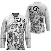 New Zealand Sea Animals with Maori Tribal Tattoo Hockey Jersey White Color