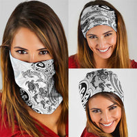 New Zealand Sea Animals with Maori Tribal Tattoo Neck Gaiter White Color LT03 - Polynesian Pride