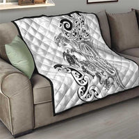 New Zealand Sea Animals with Maori Tribal Tattoo Quilt White Color LT03 - Polynesian Pride