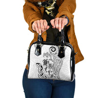 New Zealand Sea Animals with Maori Tribal Tattoo Shoulder Handbag White Color LT03 One Size White - Polynesian Pride