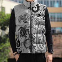 New Zealand Sea Animals with Maori Tribal Tattoo Sleeveless Puffer Jacket White Color LT03 - Polynesian Pride