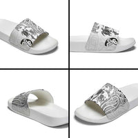 New Zealand Sea Animals with Maori Tribal Tattoo Slide Sandals White Color LT03 - Polynesian Pride