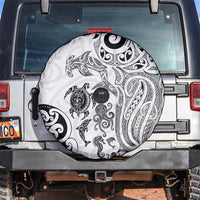New Zealand Sea Animals with Maori Tribal Tattoo Spare Tire Cover White Color LT03 White - Polynesian Pride