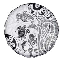 New Zealand Sea Animals with Maori Tribal Tattoo Spare Tire Cover White Color LT03 - Polynesian Pride