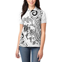 New Zealand Sea Animals with Maori Tribal Tattoo Women Polo Shirt White Color LT03 - Polynesian Pride
