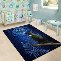 New Zealand Tui Bird Matariki Area Rug Maori New Year with Galaxy Fern LT03 - Polynesian Pride