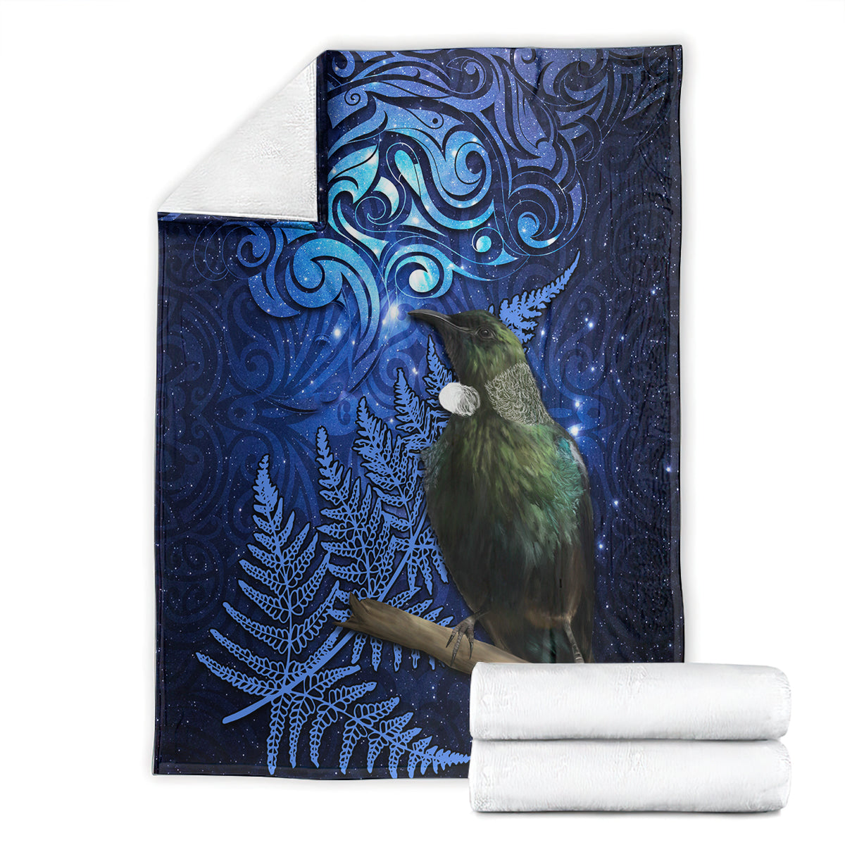 New Zealand Tui Bird Matariki Blanket Maori New Year with Galaxy Fern