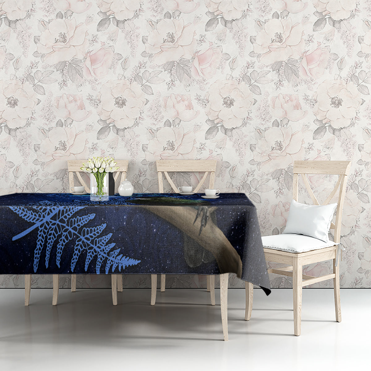 New Zealand Tui Bird Matariki Tablecloth Maori New Year with Galaxy Fern