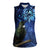 New Zealand Tui Bird Matariki Women Sleeveless Polo Shirt Maori New Year with Galaxy Fern