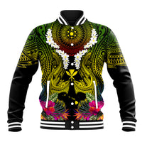 Hawaii Kanaka Maoli Baseball Jacket Double Shark and Hibiscus Flowers LT03 Unisex Black - Polynesian Pride
